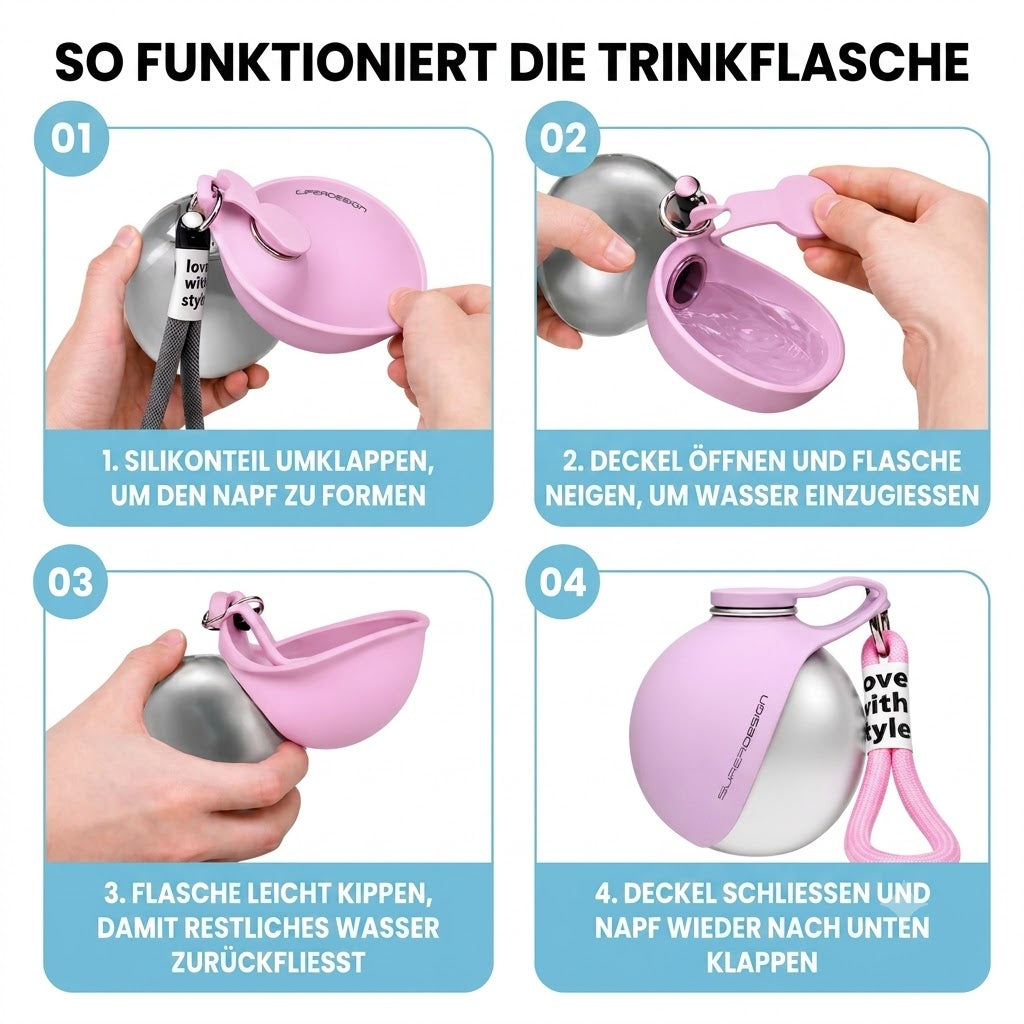 Hunde 2 in 1 Wsser flasche