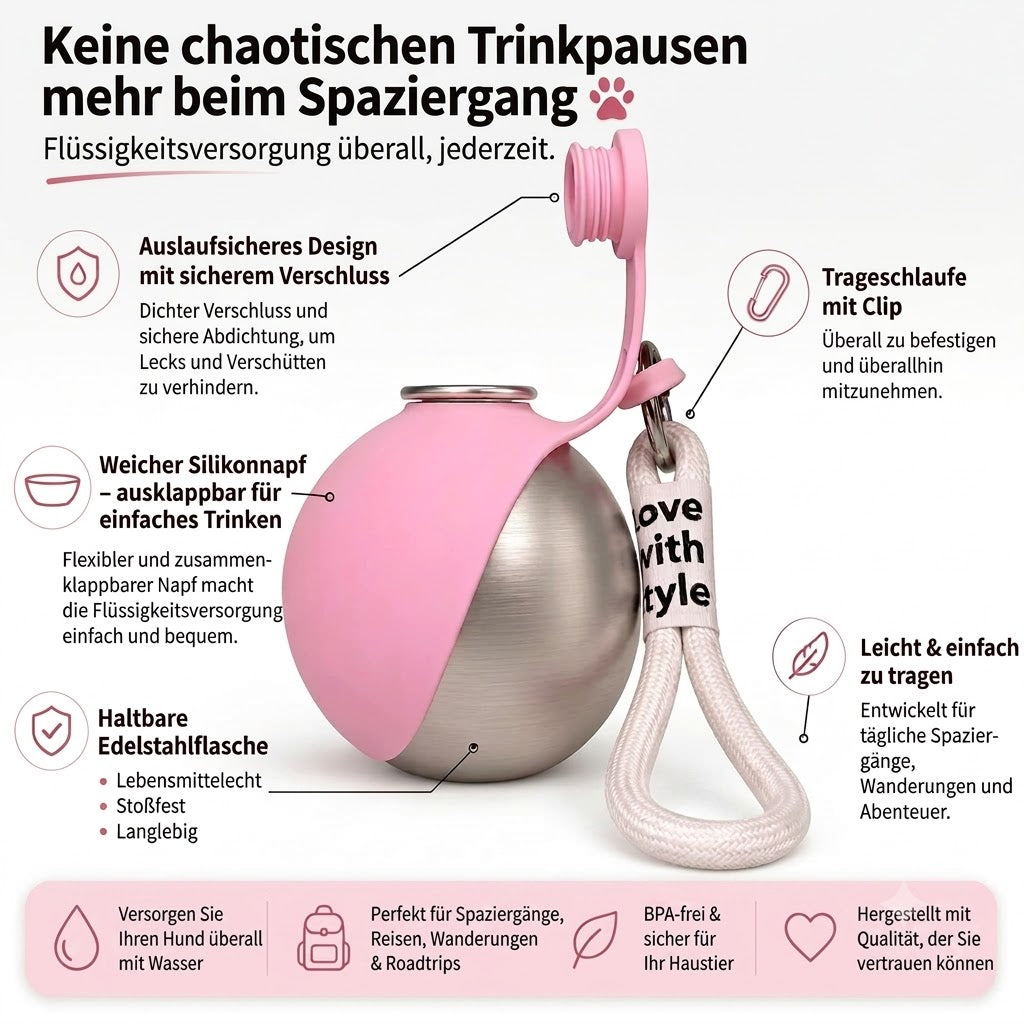 Sonnenpfote® AquaBuddy  2 in 1 Premium Hundetrinkflasche